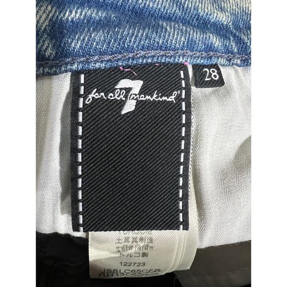 7 FOR ALL MANKIND WOMENS 28 HIGH RISE ANKLE LOGAN STOVEPIPE JEANS FROST BLUE NEW - Picture 3 of 11